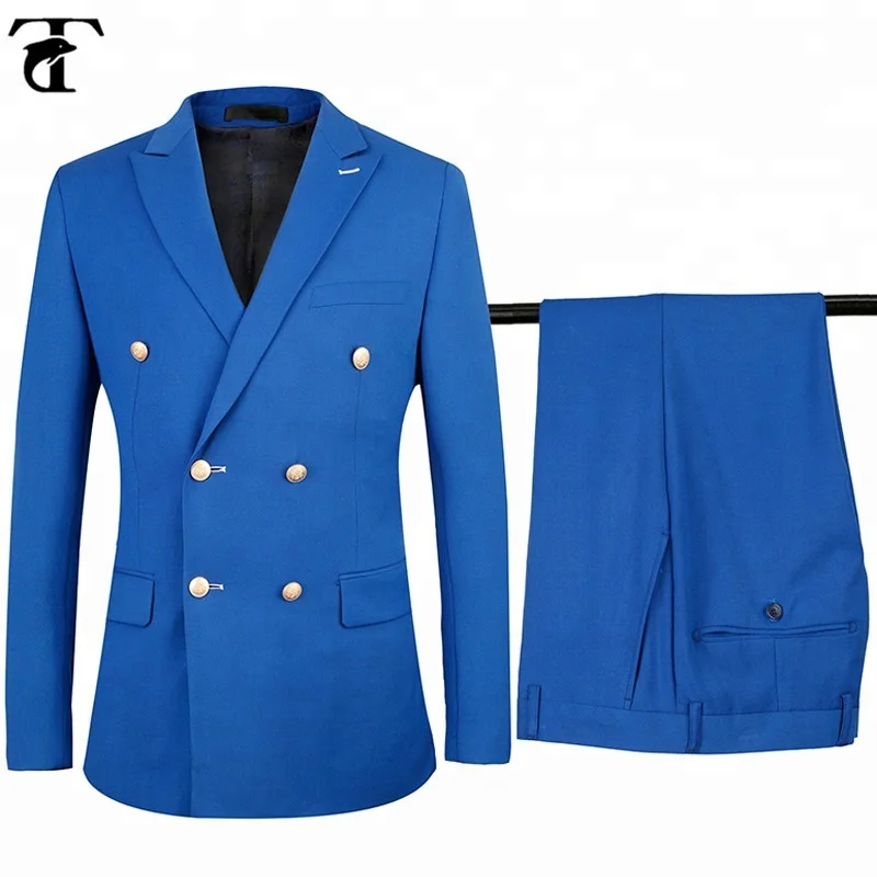 

European Cut New Style Men Double Breasted Suit, Black