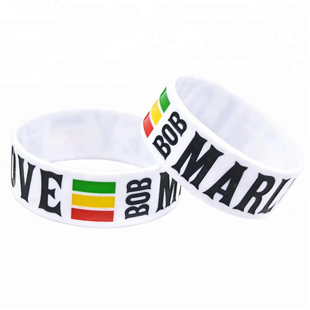 

25PCS/Lot Bob Marley One Love Souvenir Silicone Wristband for Music Fans, White