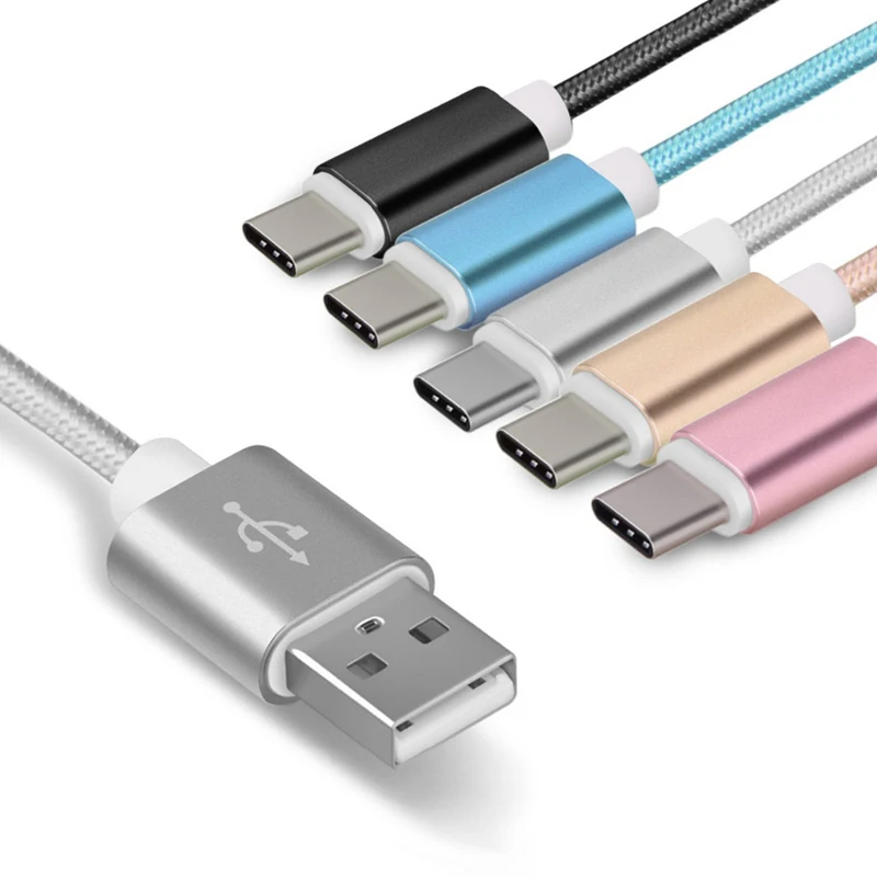 

1m 2m 3m USB 2.0 to usb-c 3.1 type c connector cable 2.4a for android, Gold, silver, blue, pink, grey etc