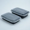 Microwave safe Cheap PP black square 650ml plastic food container with lid