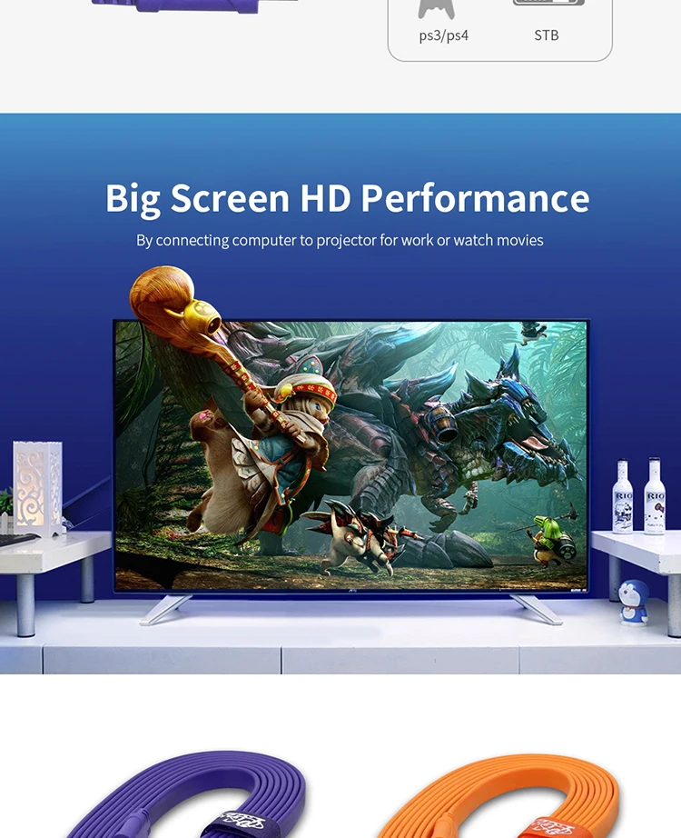 Colorful Flat wire hdmi cable sell on supermarket - ANKUX.COM