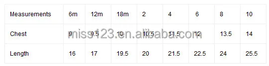 Size chart