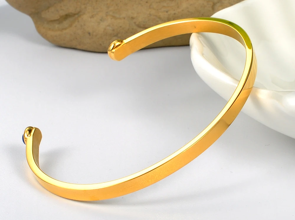 Wholesale Unique Tibetan Stainless Steel Gold Blank Cuff Massage Metal Bracelets