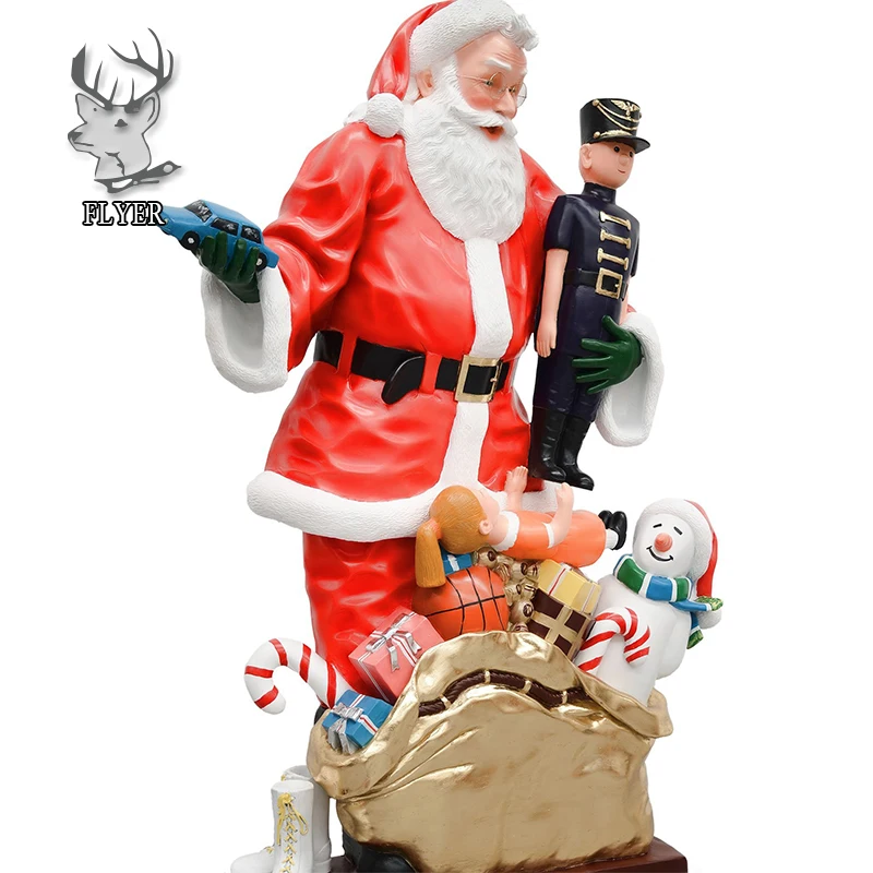 2018 New Design Life Size Fiberglass Santa Claus Figurines Statues