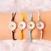 zooying enamel sunflower charm waterproof wax cord bracelet