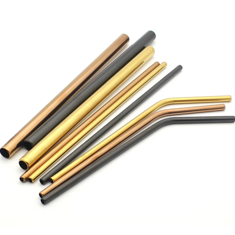 

In-stocked Colored drinking straws Stainless Steel Straw Pipes Metal drinking straws, Gold/rose gold/blak/colorful color/blue/ purple,etc...