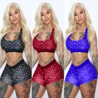 

women summer sexy printed shorts and bra two piece set HC6140