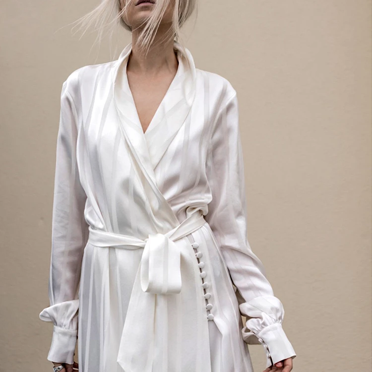 

Latest Ladies Fashion Style dolman Long Sleeve trench Plus Kimono cardigan design outwear v neck wrap satin trench jacket coat