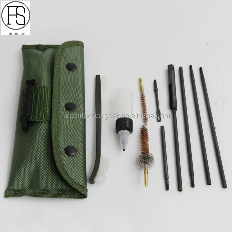 

AR 15 AK 5.56mm M16 Portable Carbine Rifle Cleaning Kit With Flexible Rod Brushes Pouch Bottle