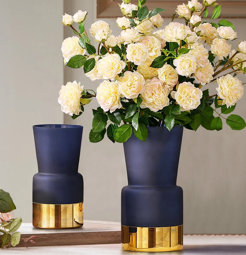 
handblown wholesale blue cheap colored glass flower vase for home wedding decoration centerpiece 