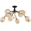Modern Cognac Glass 6 Light 21" Burnished Brass Chandelier Hanging Ceiling Light