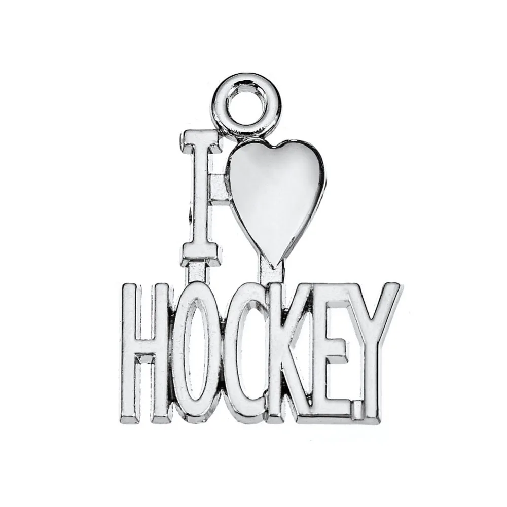 

Hottest Silver Plated I Love Hockey Charm Pendant For Bracelet&Necklace Sport Style Jewelry