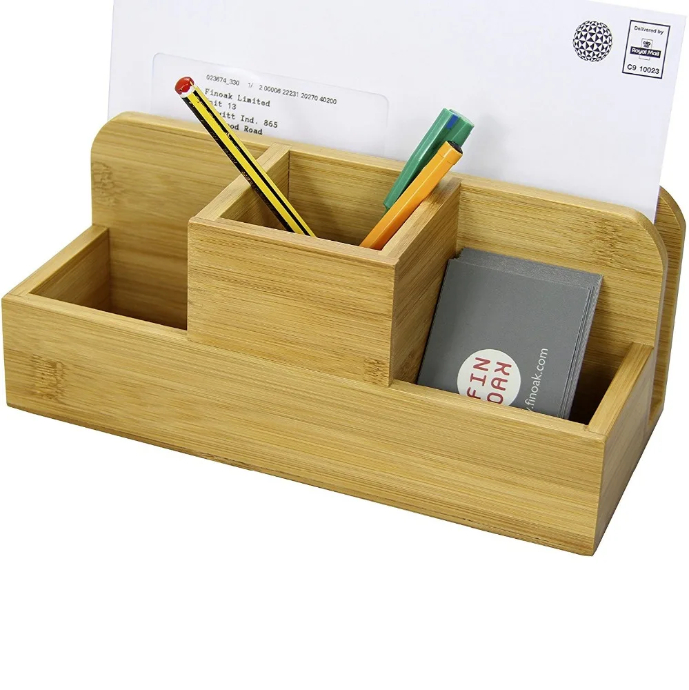 Desk Organiser With Drawer Pen Holder Desk Tidy Made Of Bamboo