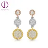 925 sterling silver fashion earring tri color three plated micro pave long chain earrings