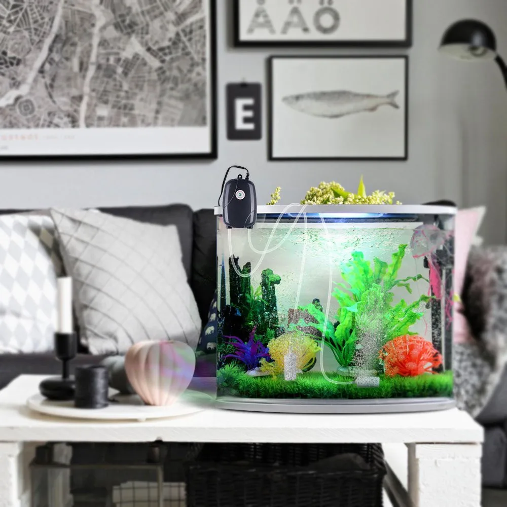 Silent 5w Aquarium Air Pump Fish Tank Mini Aerator Oxygen Pump Double