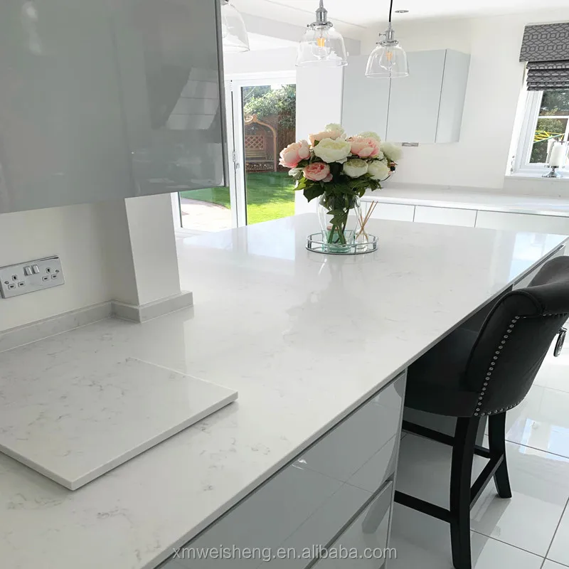 Prefab White Quartz Countertop 2/3cm Thick With Sinks For Wholesales