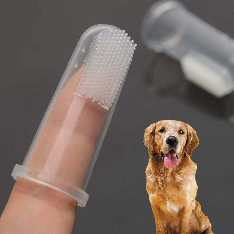 

PCC-01 Pet Supplies Soft Silicone Finger Sleeves Cat & Dog Toothbrush, Transparent