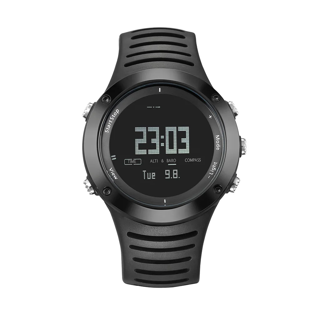 

Waterproof multi-function digital watch men with compass altimeter, Black