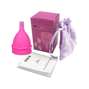Custom Brand Long Menstrual Period Cup Feminine Menstrual Collector with Silk Bag
