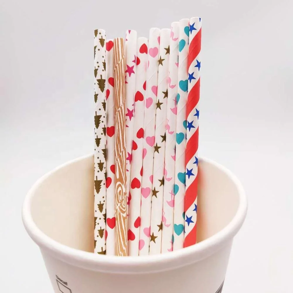 
197mm colorful various patterns biodegradable drinking straws paper machine making 