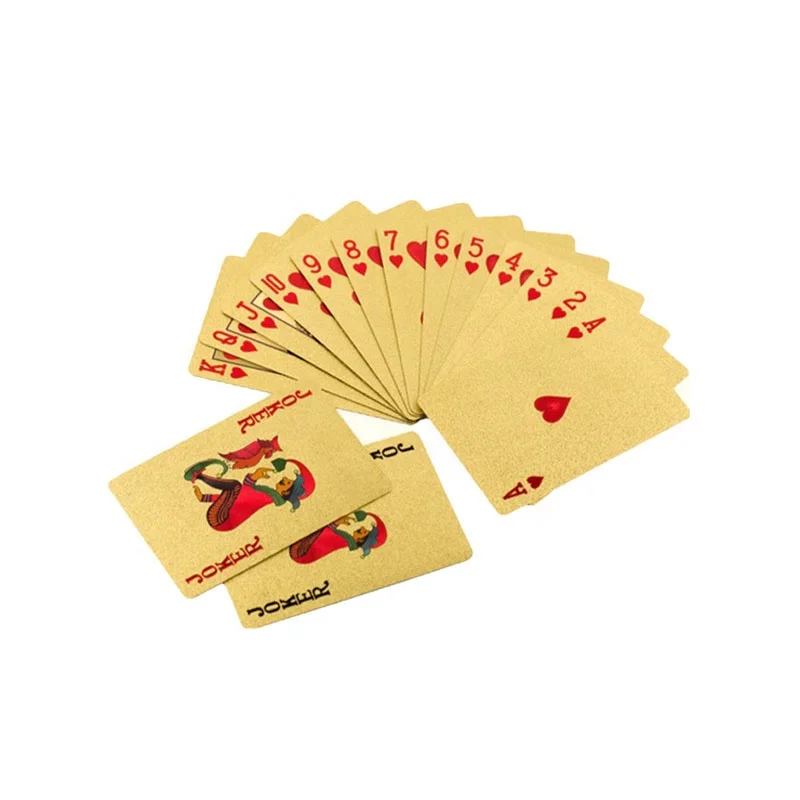 P0002B 24K Waterproof Printing Play Table Game Poker Customized Playing Card Gold Foil