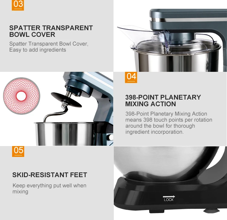 2019 hot selling 1000W stand mixer with 5L stainless steel bowl