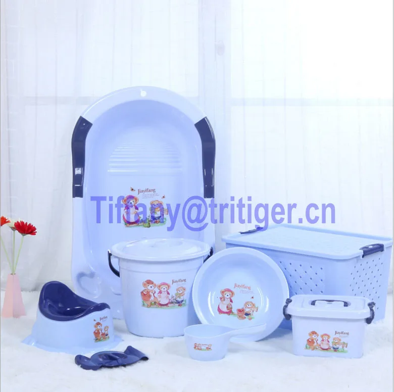 

Multifunctional portable plastic wash basin Baby bath simple bailer Pedestal pan suitcase baby basin for bathe, Pink,green,purple or as customer's colorful requirement