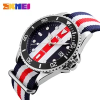 

British style dual time mens watch skmei 9133 nylon watches custom logo