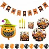 2019 New Happy Halloween Themed Decorations pack, black and orange banner,Pumpkin foil Balloon tableware set for Party Supplies