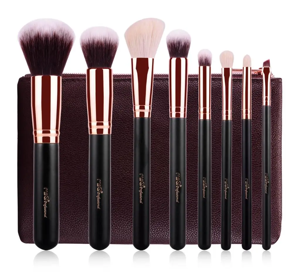 

On Sale MSQ Rose Gold Makeup Brush Set 8 Pieces Private Label Goat Hair Black Makeup Brush