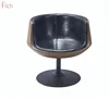 Antique vintage style pub furniture fiberglass shell leather wood grain swivel cup bar chair