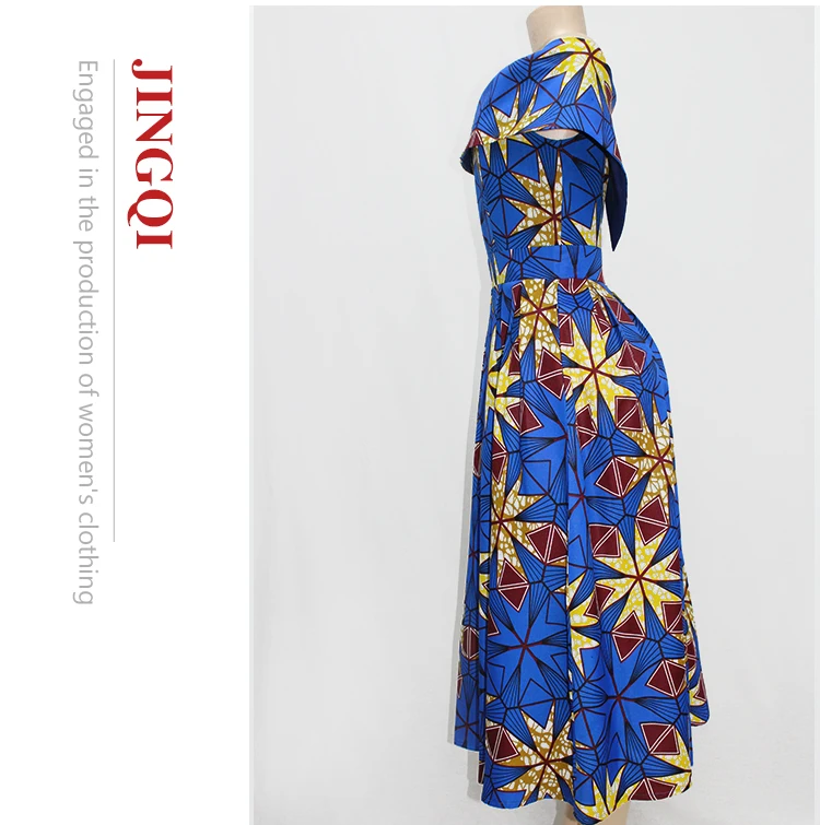 New African Print Fashion Design Off The Shoulder Midi Dress Womens Woven Summer Kenyan Kitenge