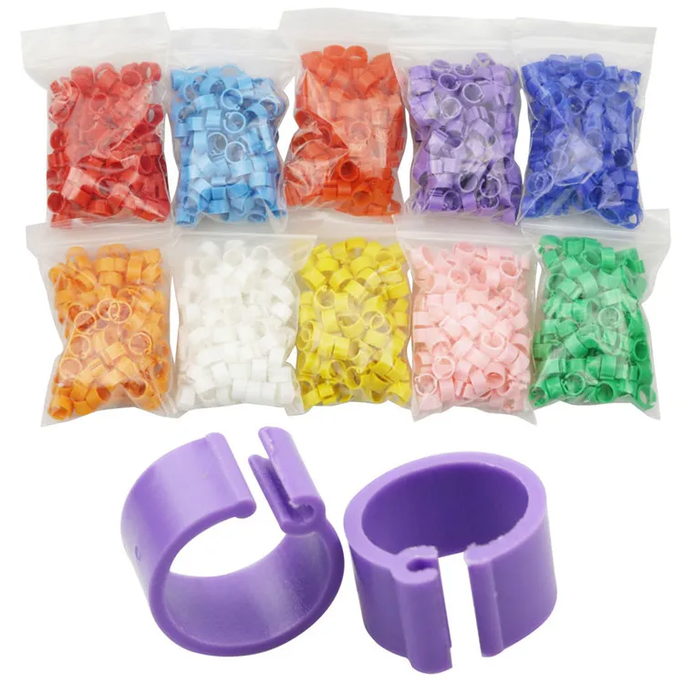 

500 bags(50000 pcs) Inner Diameter 8mm Bird Pigeon Foot Ring Without Text Light weight Freedom Action Poultry Ring Bird Carry, 10 colors