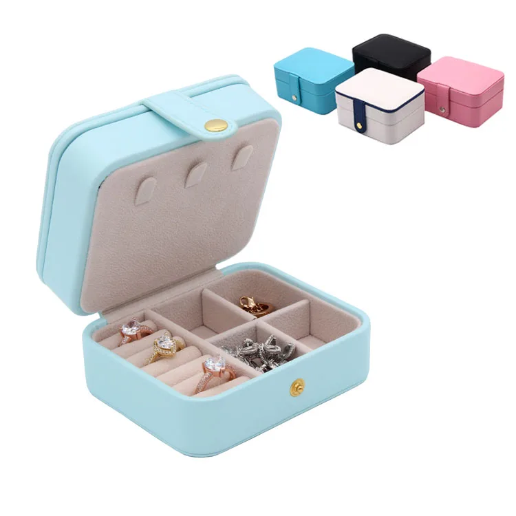 

Wholesale Luxury Small Portable Faux Leather Jewelry Storage Packaging Box Jewellery Gift Travel Cases Ring Earring Organizer, N/a
