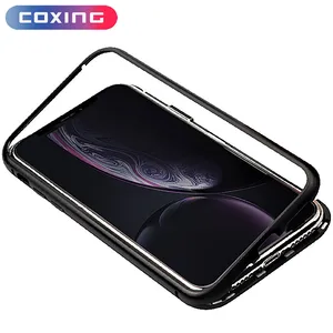 Aluminium Magnetic Bumper Case Tempered Glass iPhone X XS