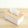 new arrival plastic tissue box holder with wood lid
