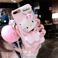 

3D Kitty Mirror Phone Case Cute Silicone Fuzzy Fur Case Cover for iPhone 8 8Plus XS XR XSmax