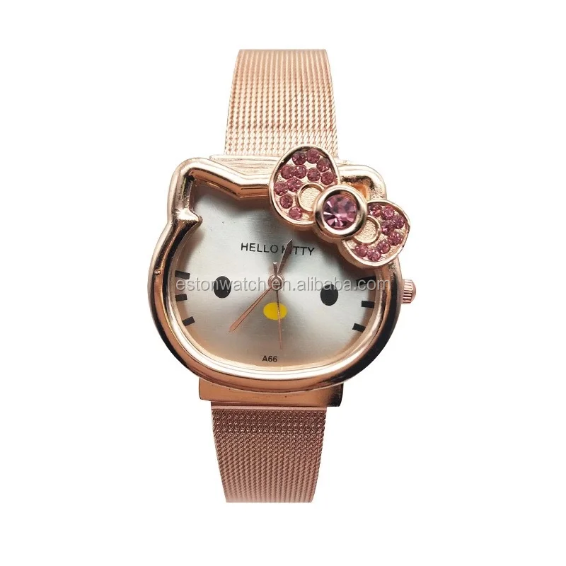 

Alloy Case Metal strap Cheap Price Hello Kitty Wristwatches Custom Logo Women Girls Watch Women Brand, Bule/black/brown/pink