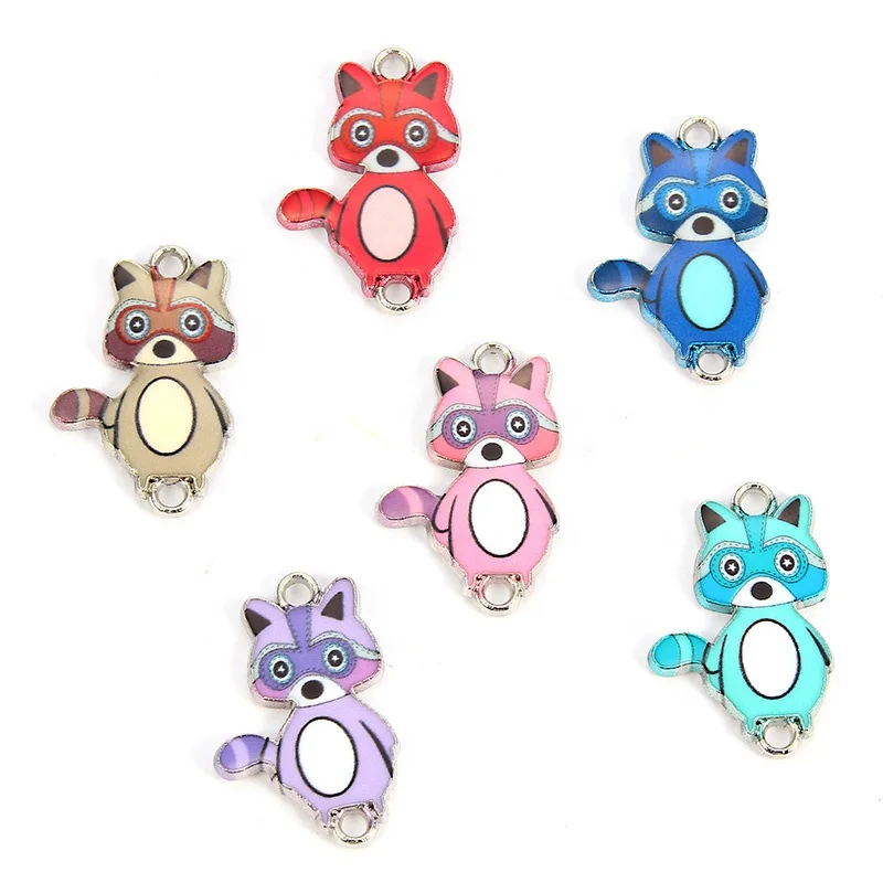 

Wholesale fox pendant Zinc Alloy Animal pendants Fox gold color enamel decal DIY Connector Accessories