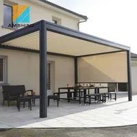 

Stainless steel foot supports motorised pergola with canopy