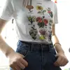 New 2019 women plus size floral print graphic white tees