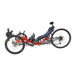 No Tariff Free Shipping Long-distance Traveling Alloy Frame 27 Speed Suspension Recumbent Trike Racing Adult Recumbent Tricycle