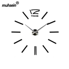 2016 New Arrival Quartz Clocks fashion watches 3D real big wall clock rushed mirror sticker DIY living room decor Free Shipping