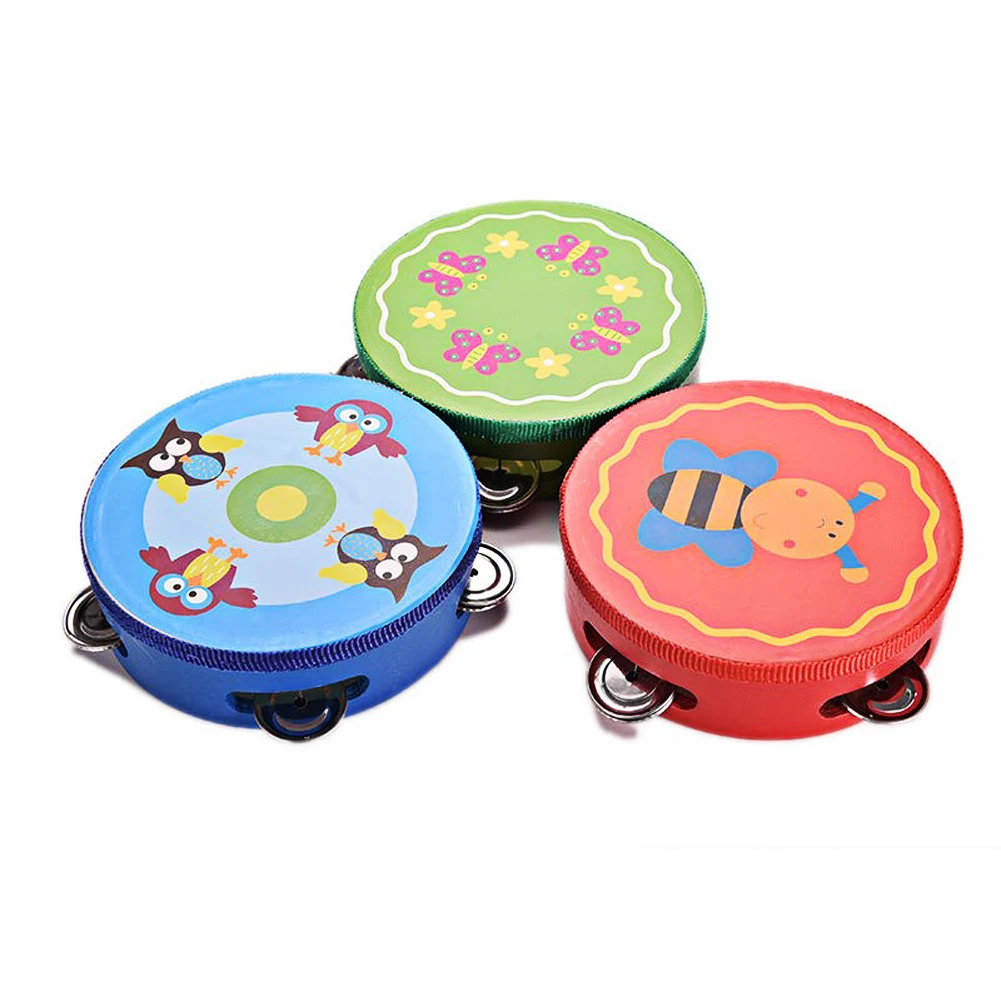Baby Toys Wooden Drum Rattles Tambourine Kids Children Drum Early Educational Musical Instrument