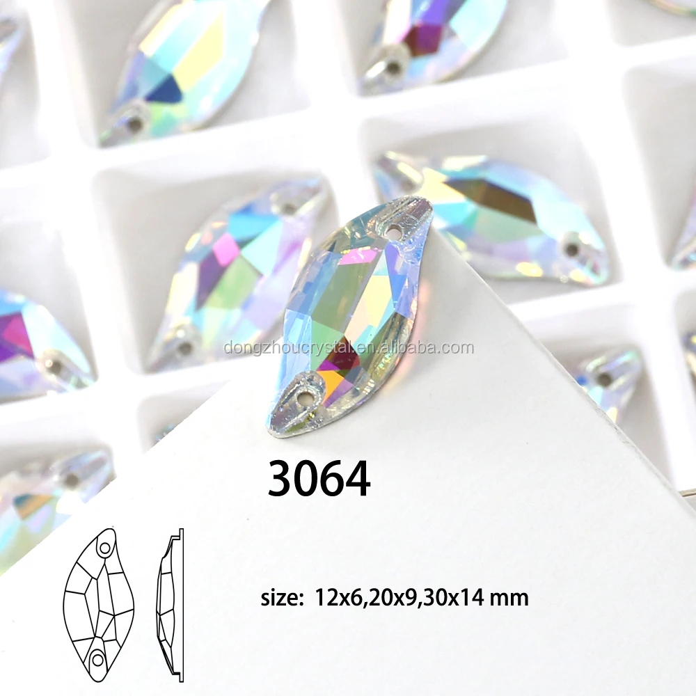 

Dongzhou 3064 wholesale crystal beads AB color leaf shape flat back crystal glass sew on stone transfer rhinestone dress