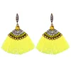 New tassel earrings Fashion bohemian alloy-encrusted fan-shaped tassel earrings