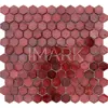 Hexagon Ruby Red Glossy Glass Mosaic Flooring Tile