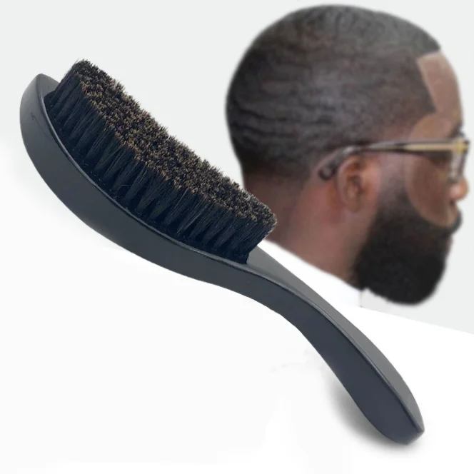 

Customized Processing Man's Bristle Hair Brush Arc Curved Beard Comb Solid Wood Hard 360 Wave Curve Brush