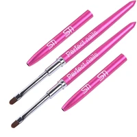 

Private Label UV Gel Polish Extension Tools Hot Pink Metal Handle Oval Round Gel Nail Brush Nail Art Brush