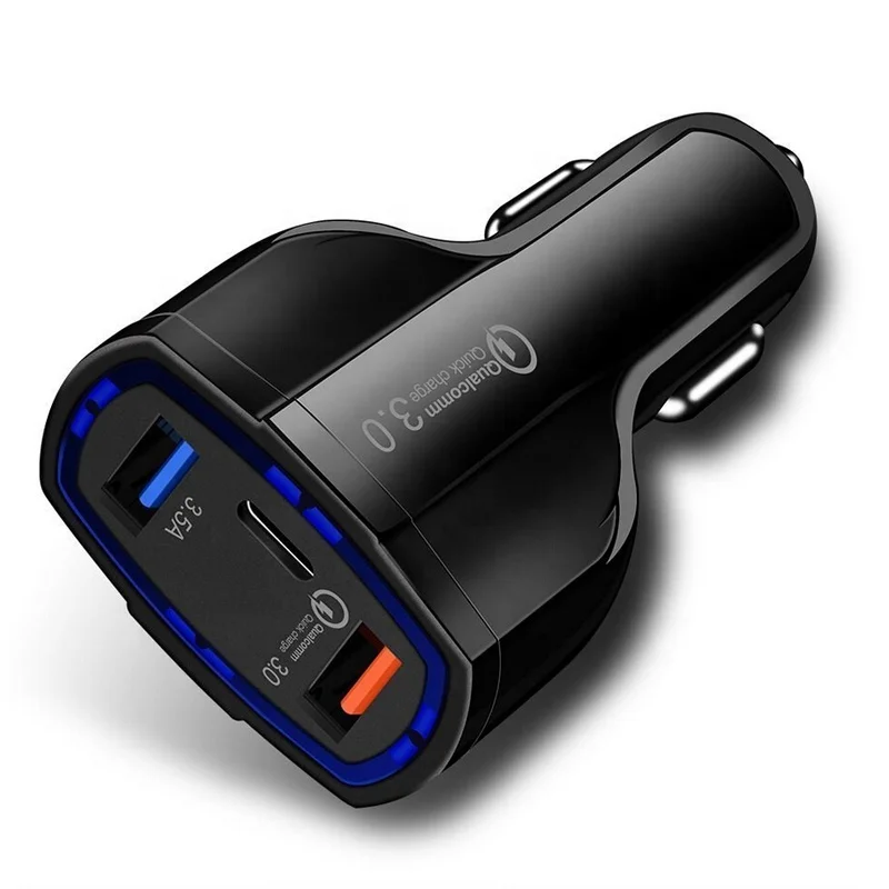 

Fast charging Universal portable Cell phone Mini qc 3.0 type c 3.5A dual usb port Car quick Charger for iphone for samsung, White/black